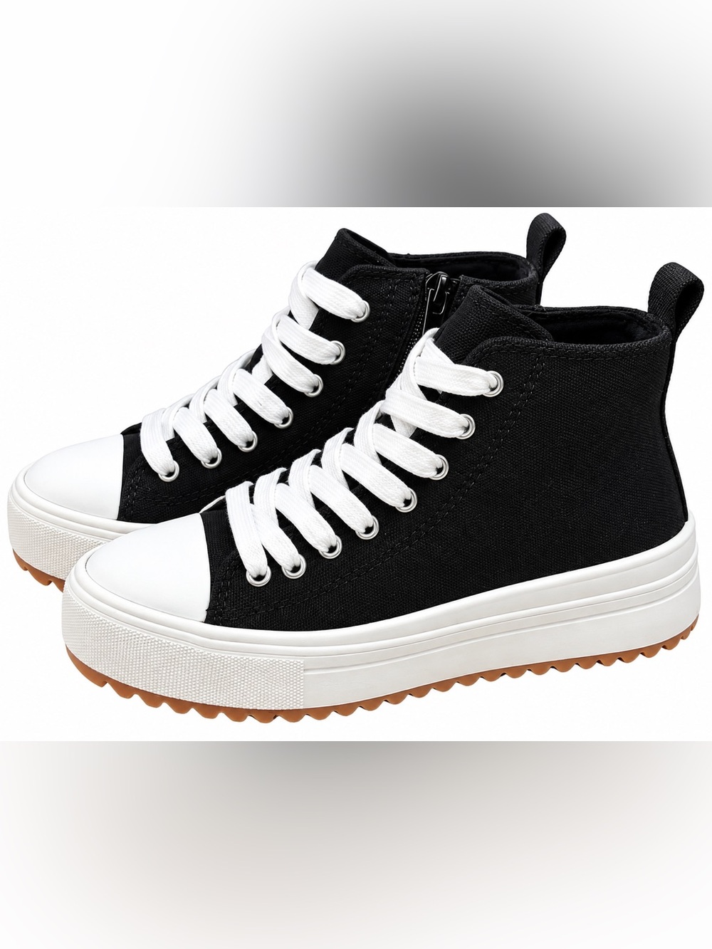 Art class Girls Black High-Top Canvas Sneakers with White Accents, Size 1